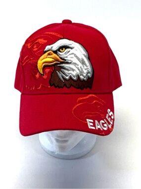 Big Eagles Embroidered Shadow Baseball Cap Hat Red Velcro EUC